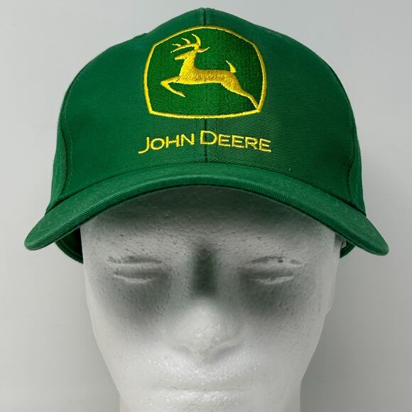 John Deere Hat Baseball Cap Green Farmer Farming Tractor Logo 6 Panel Snapback - Picture 2 of 12